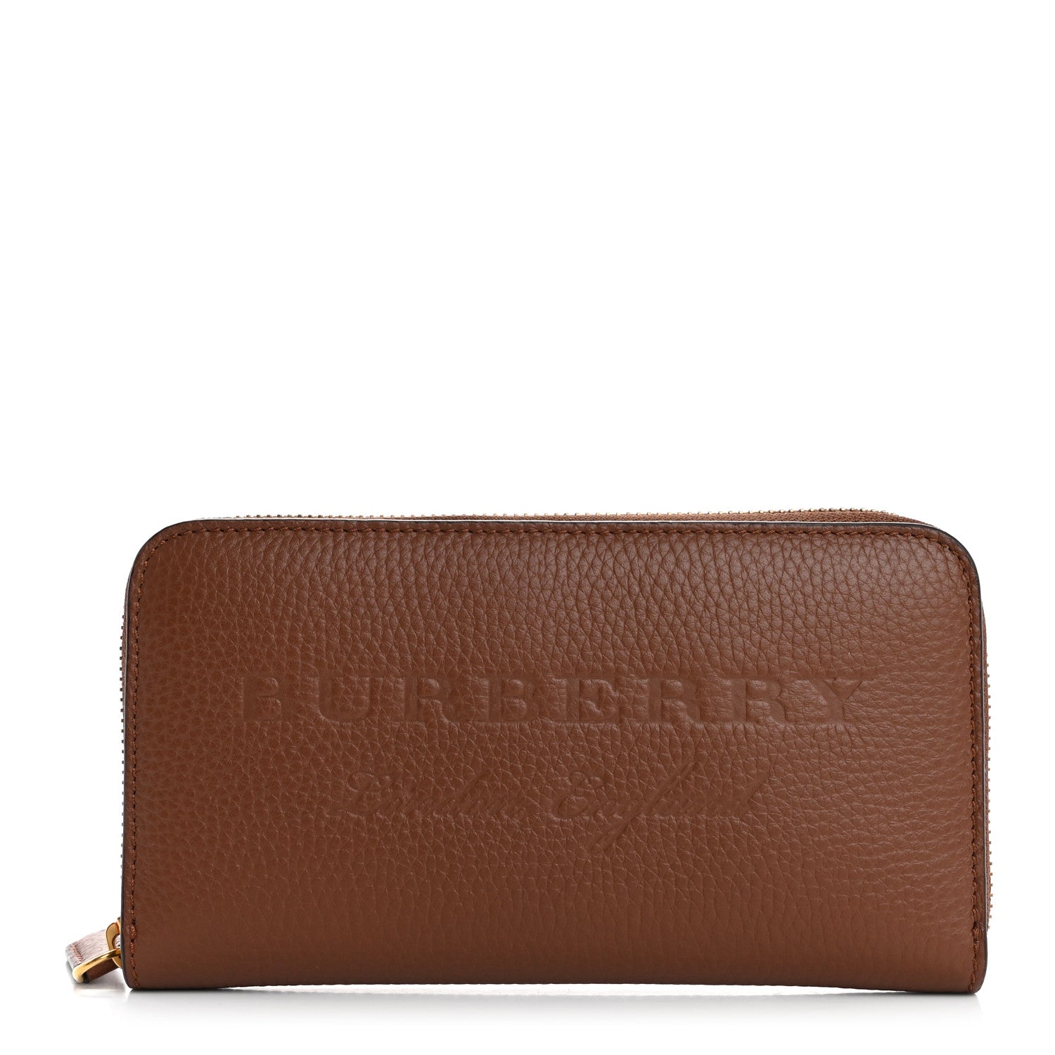 Burberry Grainy Calfskin London England Zip Around Wallet Chestnut Brown 1 of 11