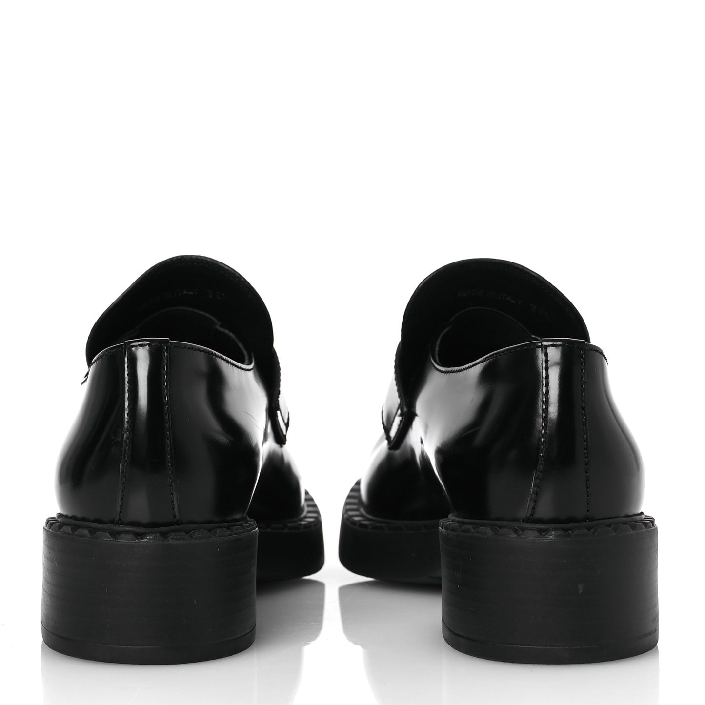 Spazzolato Metal Triangle Logo 50mm Loafers 38.5 Black