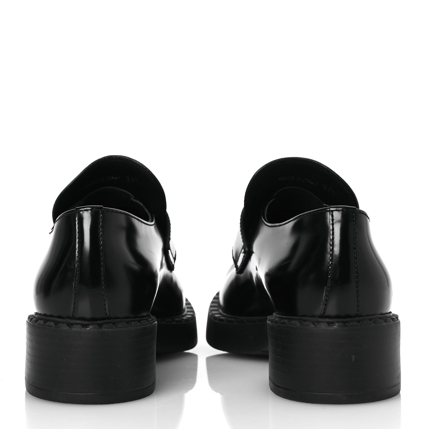 Prada Spazzolato Metal Triangle Logo 50mm Loafers 38.5 Black 6 of 13