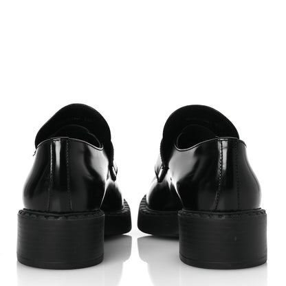 Prada Spazzolato Metal Triangle Logo 50mm Loafers 38.5 Black 6 of 13