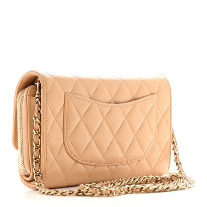 Chanel Lambskin Quilted Phone Holder Wallet on Removable Chain Beige 4 of 14