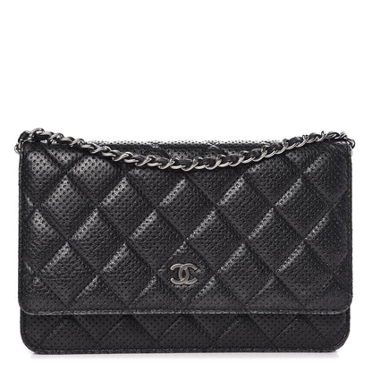 Chanel Perforated Lambskin Quilted Wallet On Chain WOC Black 1 of 11