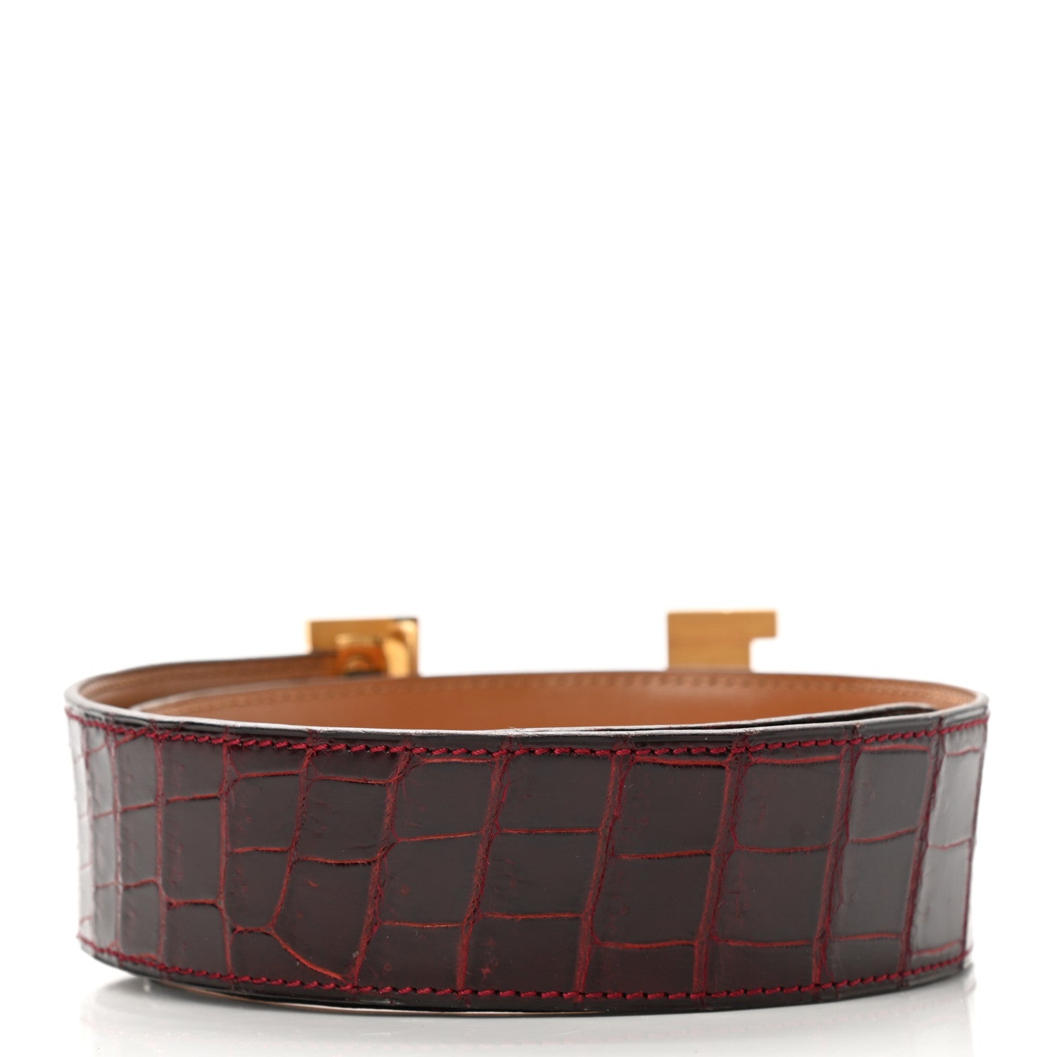 Hermes Crocodile 32mm Constance Belt 65 Rouge H 4 of 8