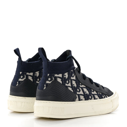 Christian Dior Technical Knit Calfskin Oblique Womens Walk'n Dior Mid Top Sneakers 35 Deep Blue 4 of 8