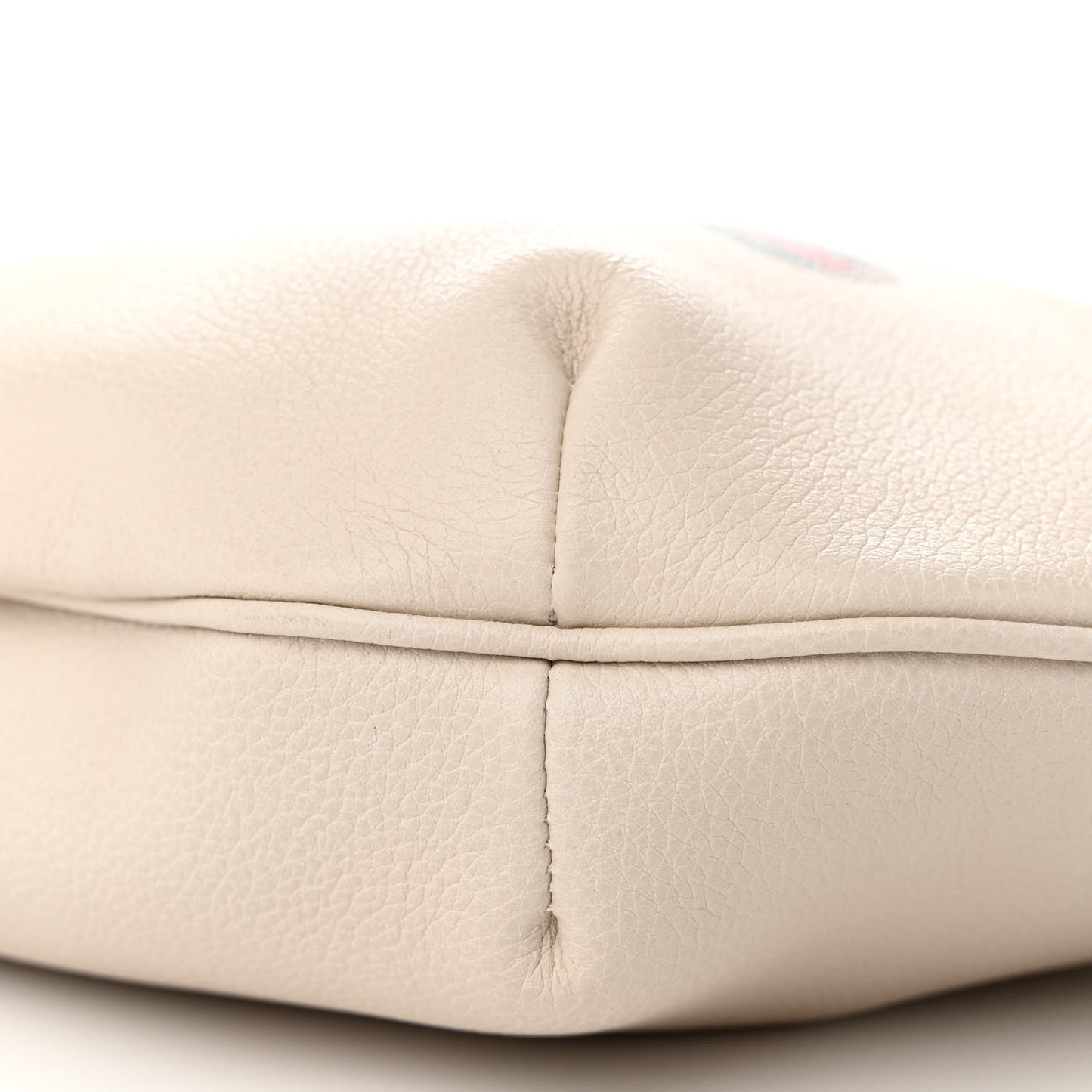 Grained Calfskin Logo Half Moon Hobo White