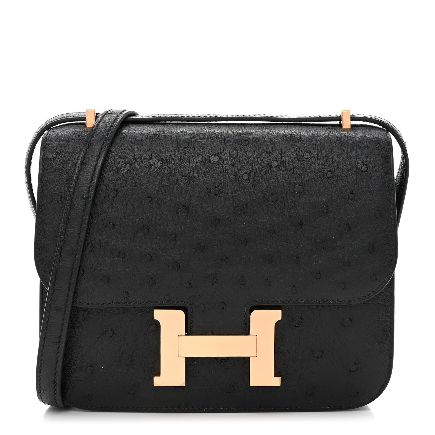 Hermes Ostrich Constance 18 Black 1 of 12