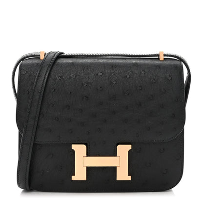 Hermes Ostrich Constance 18 Black 1 of 12
