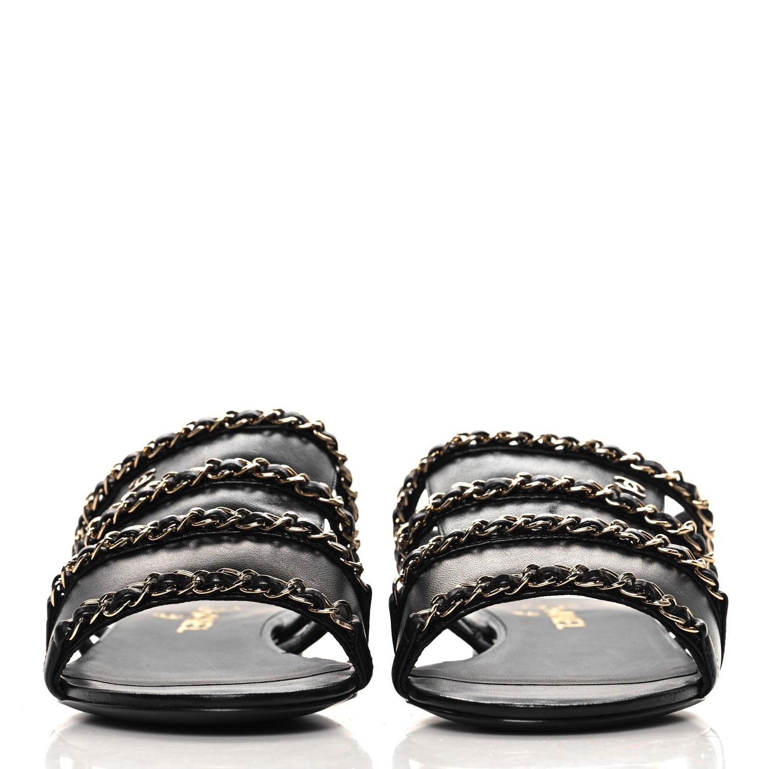 Chanel Lambskin Chain CC Sandals 40 Black 3 of 10