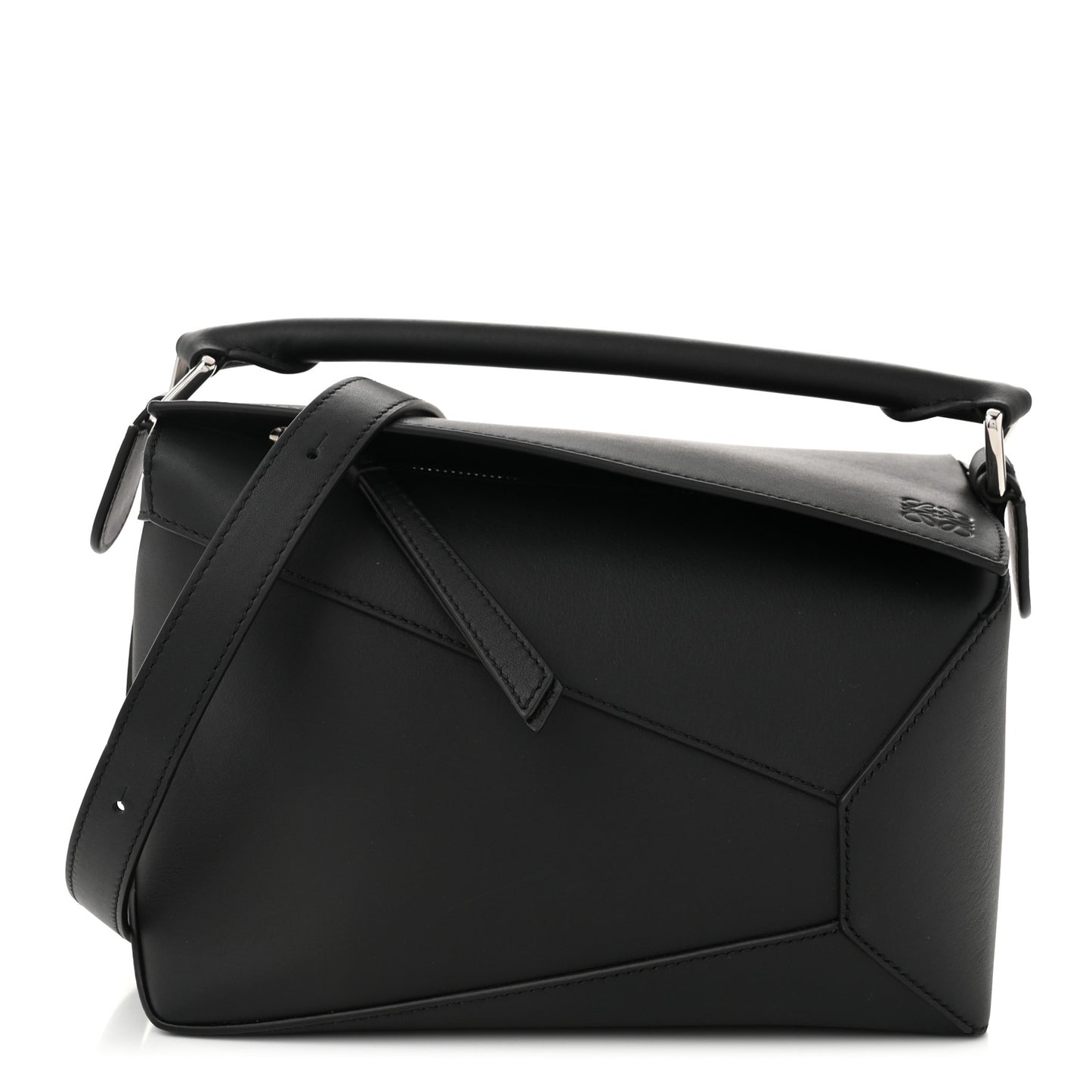 Calfskin Small Puzzle Edge Bag Black