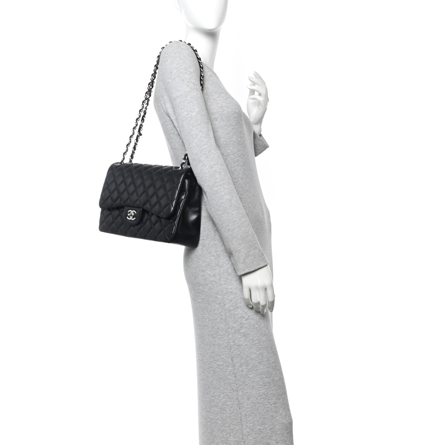 Chanel Lambskin Quilted Jumbo Double Flap Black 2 of 11