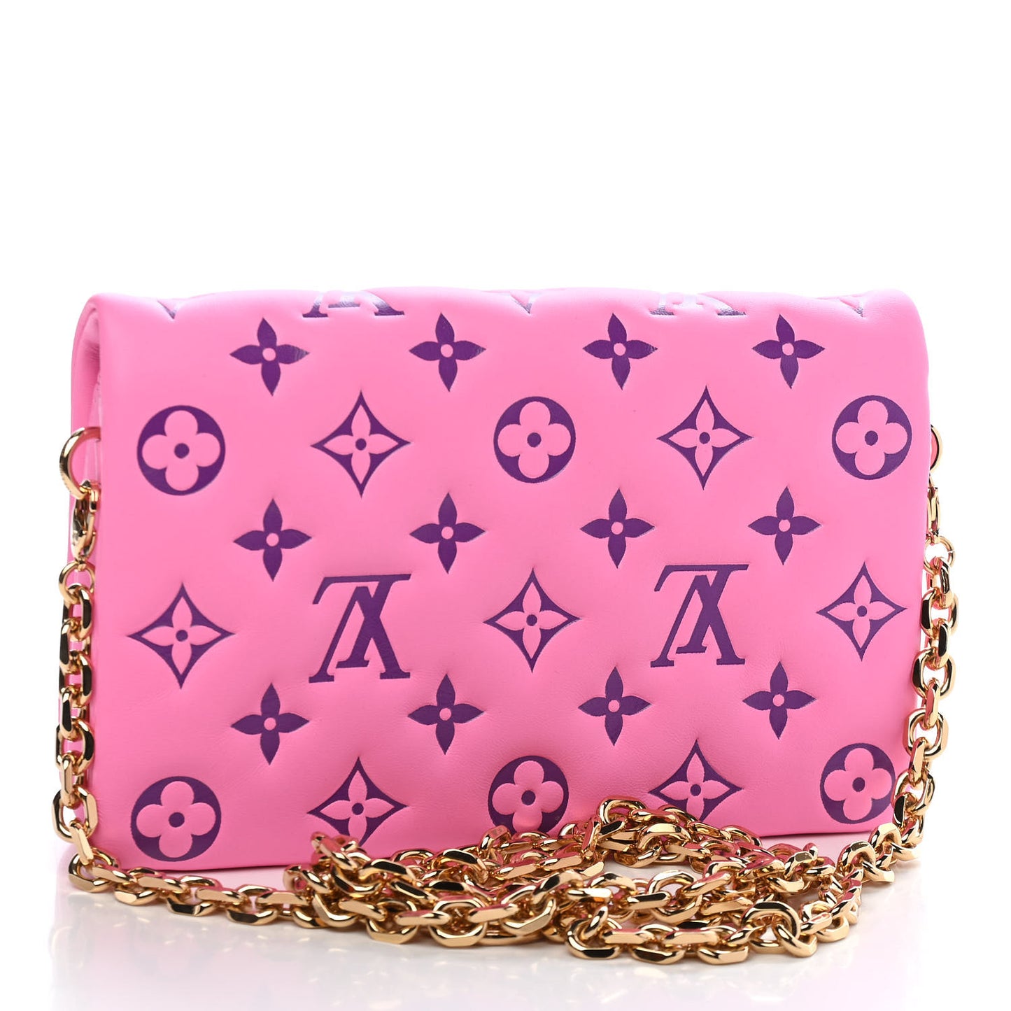Lambskin Embossed Monogram Vuittamins Pochette Coussin Rose Violet