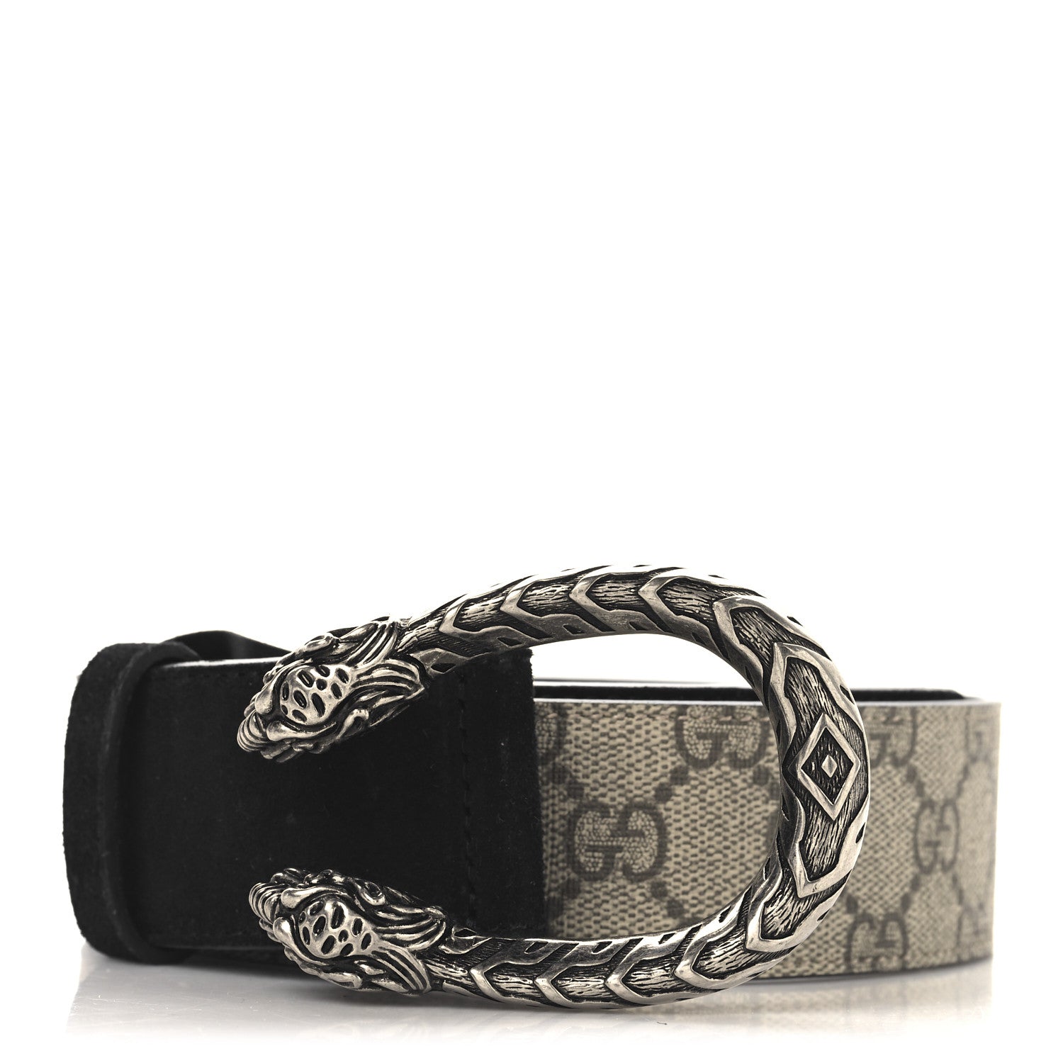 Gucci GG Supreme Monogram Suede Dionysus 40mm Belt 85 34 Beige Black 1 of 5