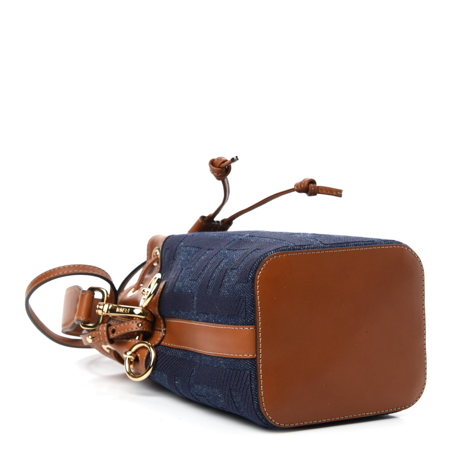 Fendi Denim Vitello King F is Fendi FF Embroidered Mini Mon Tresor Bucket Bag Blue Cuoio 5 of 11