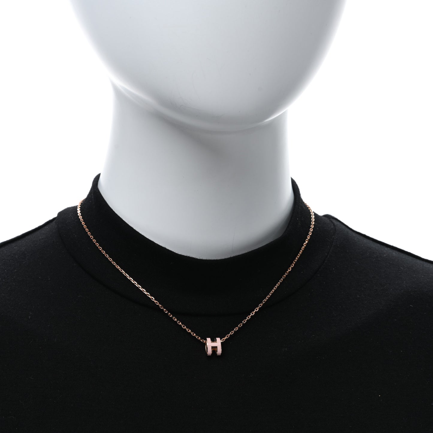 Lacquered Rose Gold Mini Pop H Pendant Necklace Rose Dragee