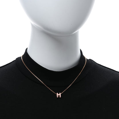 Hermes Lacquered Rose Gold Mini Pop H Pendant Necklace Rose Dragee 5 of 5