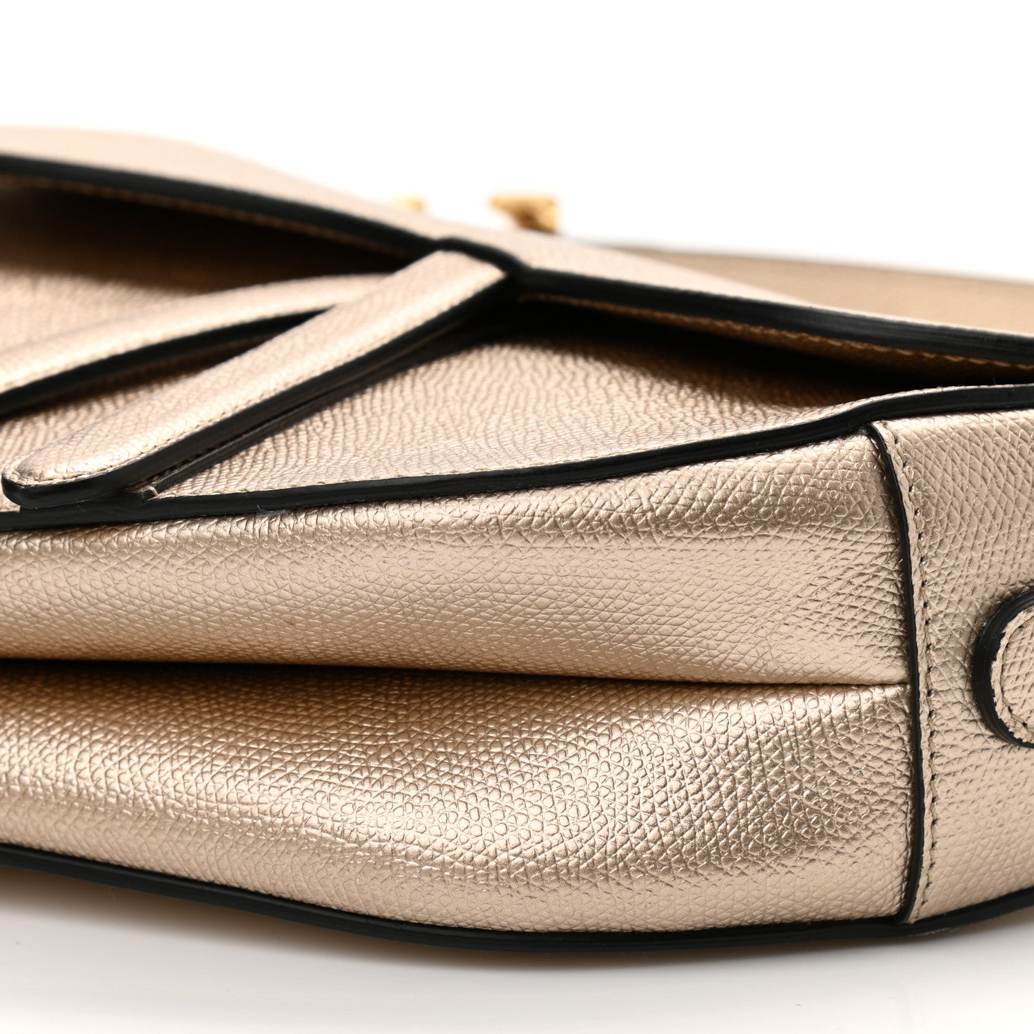 Christian Dior Metallic Grained Calfskin Saddle Bag Gold 9 of 10