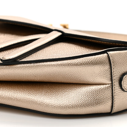 Christian Dior Metallic Grained Calfskin Saddle Bag Gold 9 of 10