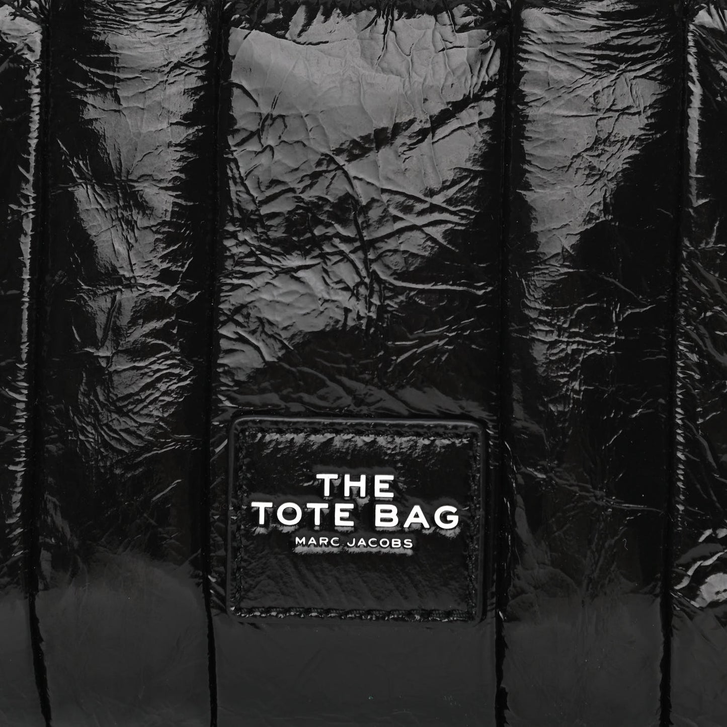 Shiny Crinkled Lambskin Micro The Tote Bag Black