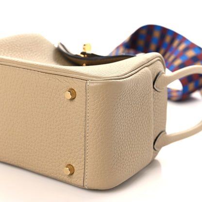 Hermes Taurillon Clemence Maxi Quadrille Mini Lindy 20 Trench Bleu Billard Biscuit 9 of 10