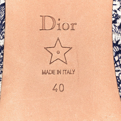 Christian Dior Canvas Cotton Embroidered Dioriviera Mules 40 Blue 6 of 9