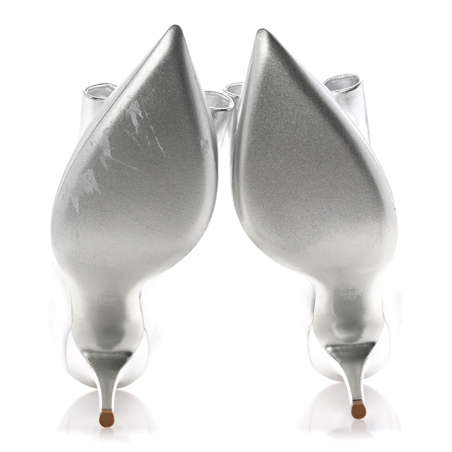 Metallic Nappa PVC Dollybow Pumps 38.5 Silver