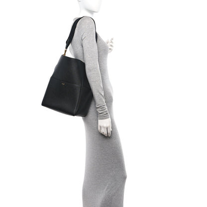 Celine Soft Grained Calfskin Sangle Bucket Bag Black 2 of 10