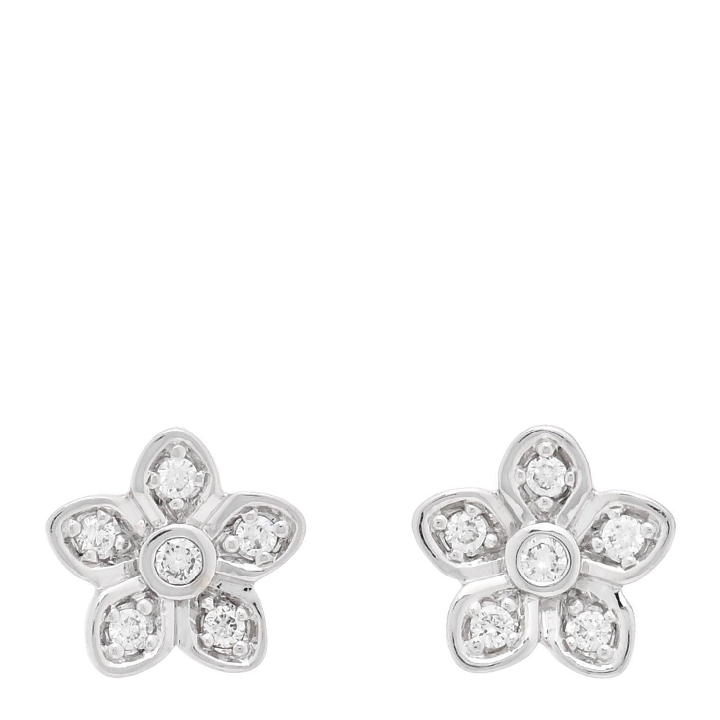 18K White Gold Diamond Petite Pave Wild Flower Earrings