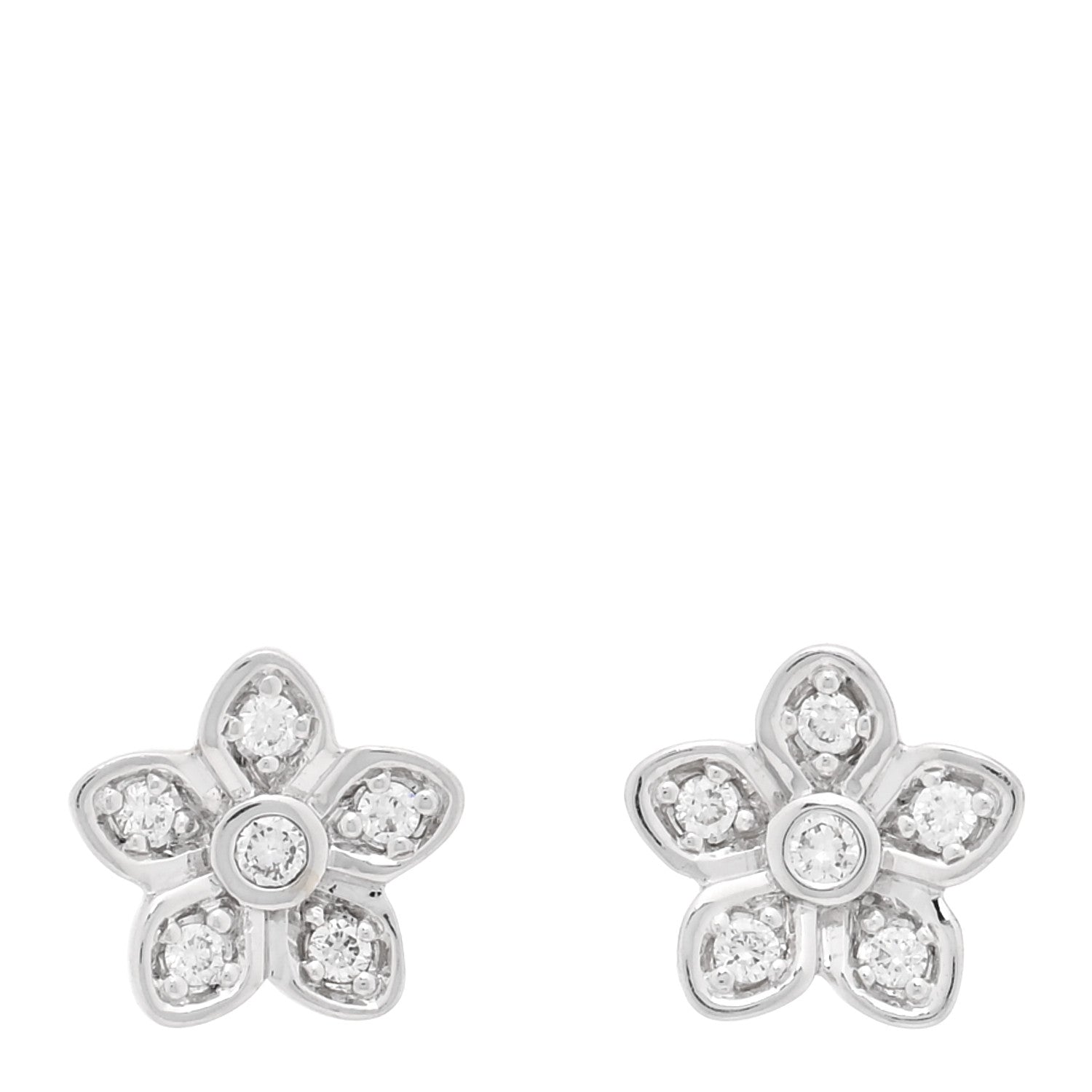 Graff 18K White Gold Diamond Petite Pave Wild Flower Earrings 1 of 5