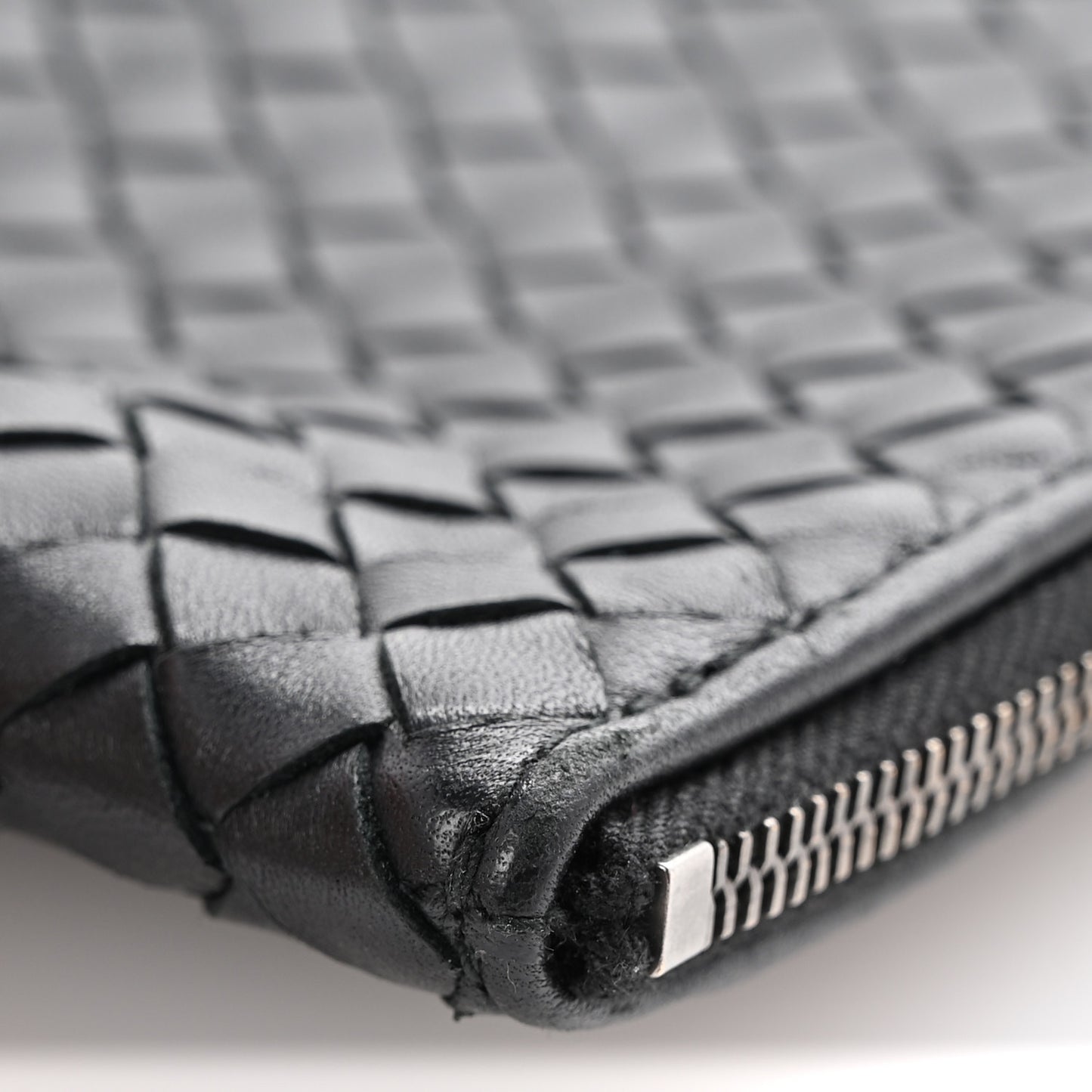 Nappa Intrecciato Flat Zip Pouch Black