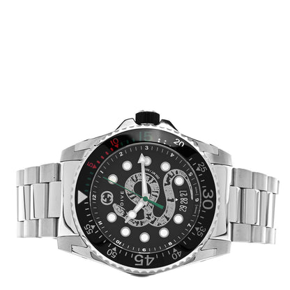 Gucci Stainless Steel 45mm Dive Snake Quartz Watch Black 2 of 4