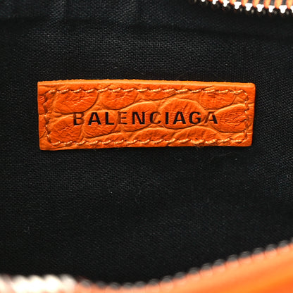 Balenciaga Extra Supple Calfskin Crocodile Embossed Le Cagole Shoulder Bag XS Pop Orange 7 of 12