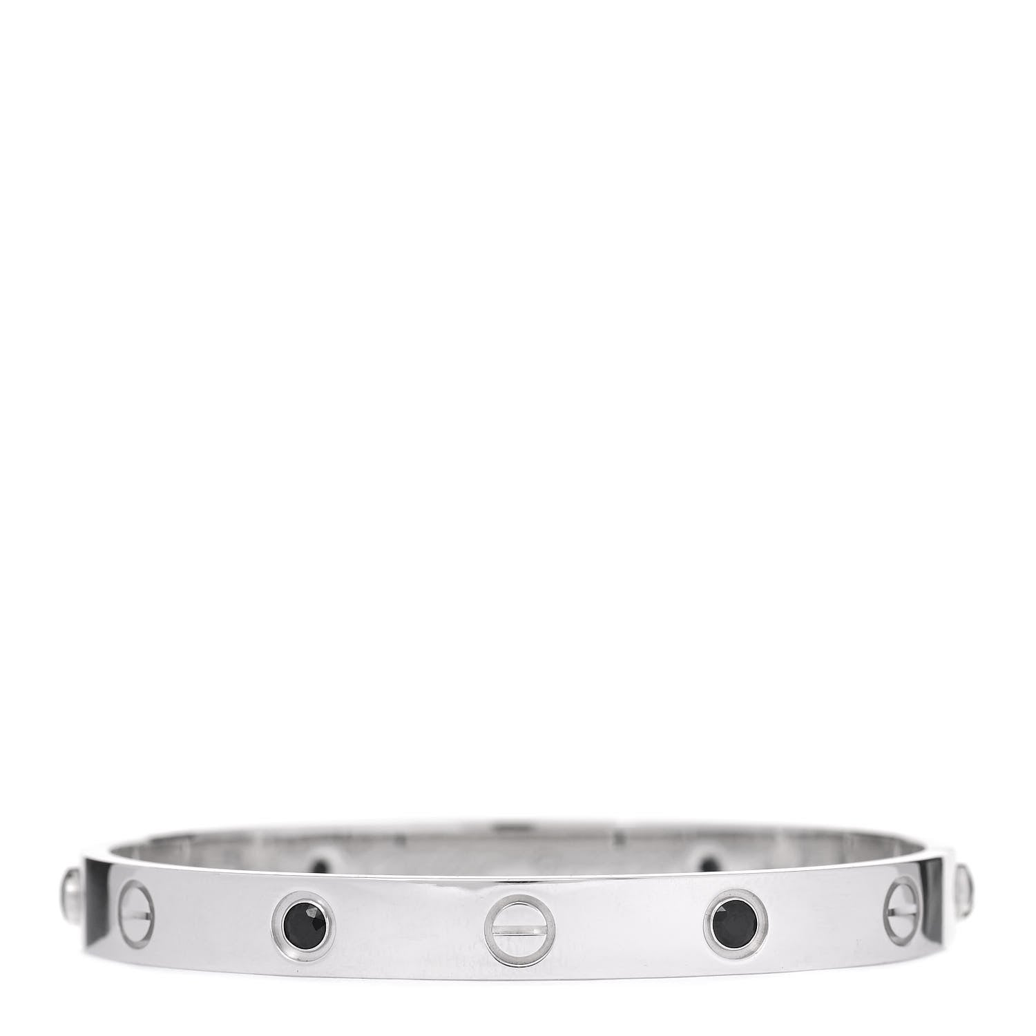 Cartier 18K White Gold 4 Black Sapphire LOVE Bracelet 16 2 of 6