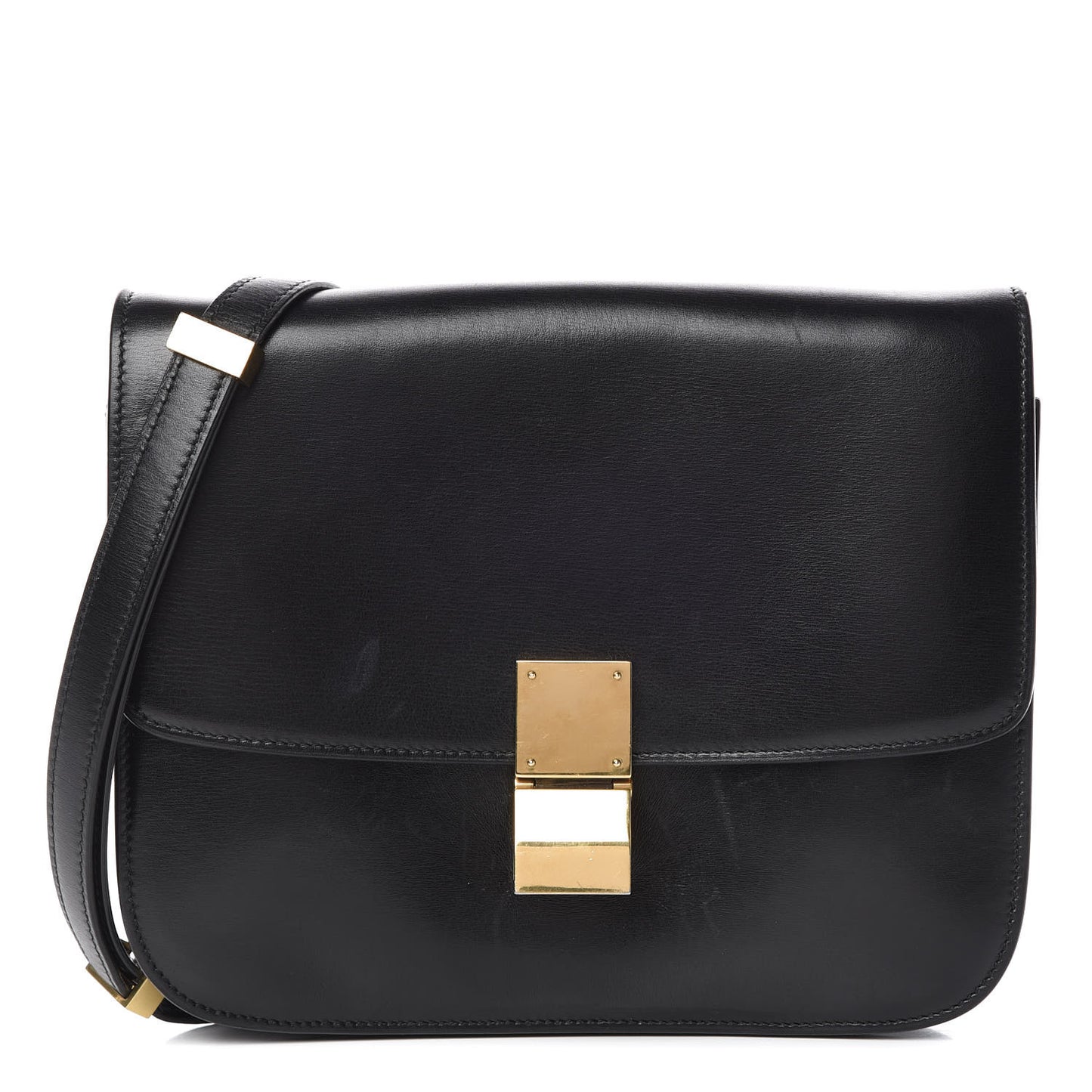 Box Calfskin Medium Classic Box Flap Bag Black