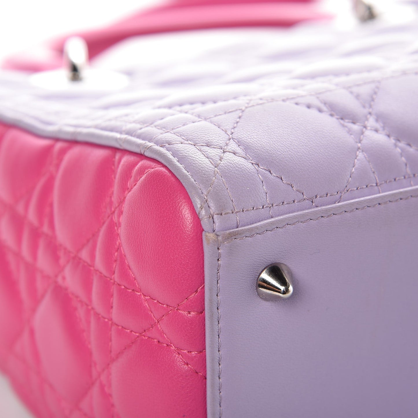 Lambskin Cannage Medium Bi-Color Lady Dior Pink Purple