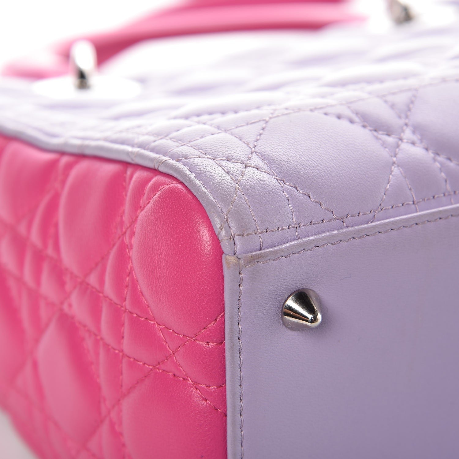 Christian Dior Lambskin Cannage Medium Bi-Color Lady Dior Pink Purple 10 of 17