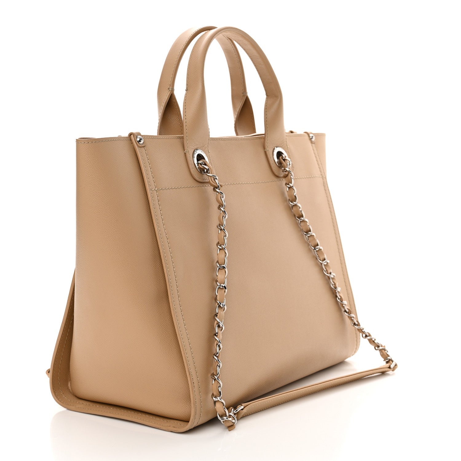 Chanel Caviar Small Studded Deauville Tote Beige 3 of 13