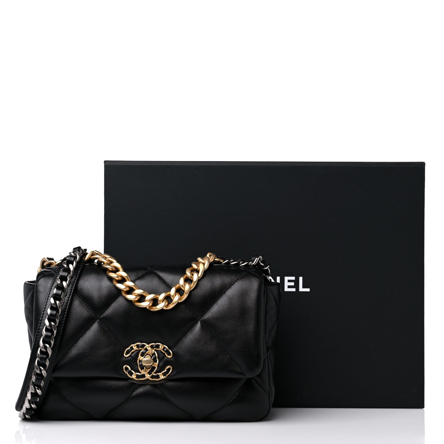 Lambskin Quilted Medium Chanel 19 Flap Black