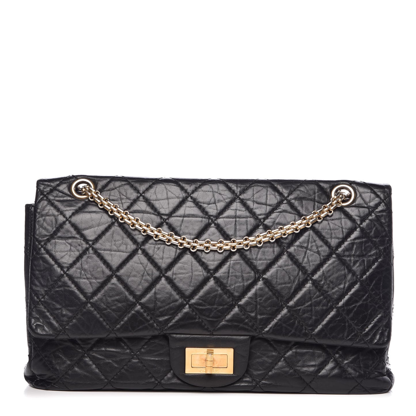 Aged Calfskin Quilted 2.55 Reissue 227 Flap Black