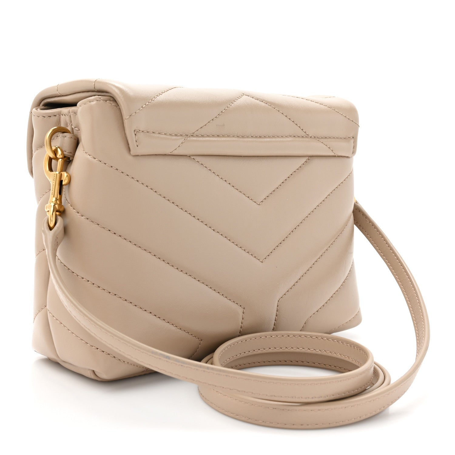 Saint Laurent Calfskin Y Quilted Monogram Toy Loulou Crossbody Bag Dark Beige 3 of 13