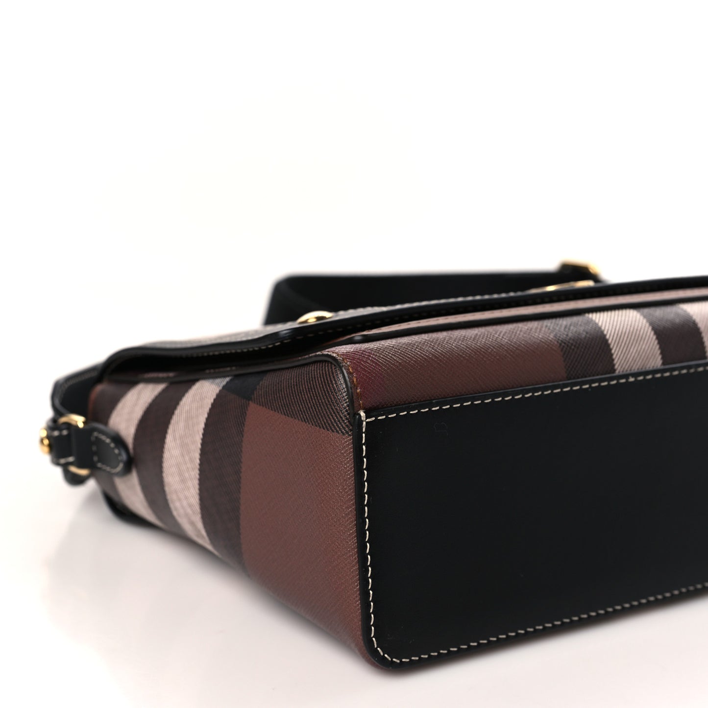 Calfskin Giant Check E-Canvas Note Crossbody Bag Dark Birch Brown