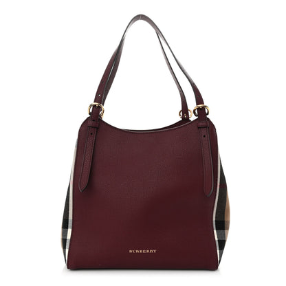 Burberry Grainy Calfskin House Check Small Canterbury Mahogany Red 1 of 9