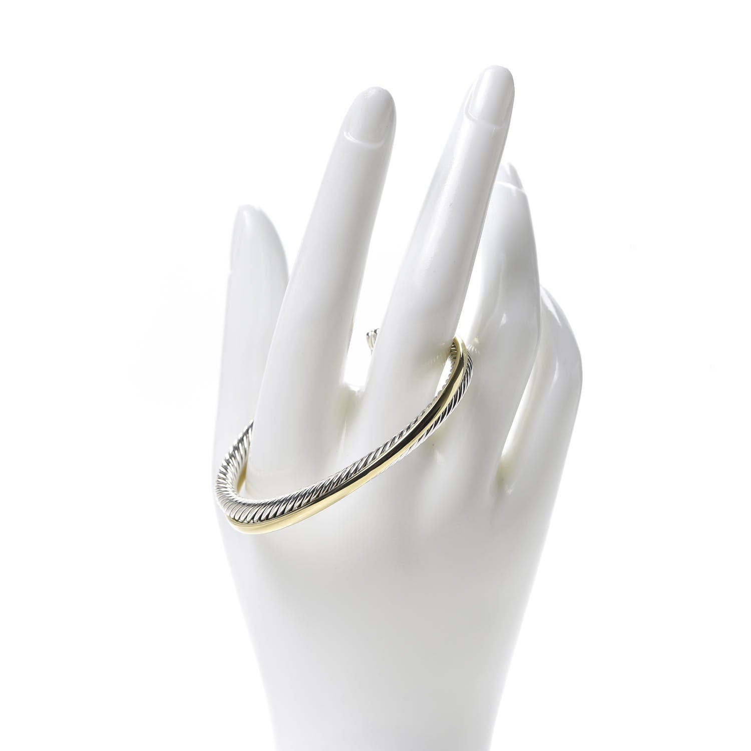 David Yurman Sterling Silver 18K Yellow Gold 5mm Crossover Cuff 2 of 4