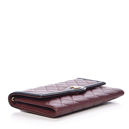 Chanel Lambskin Quilted Two Tone Clutch With Chain Burgundy Black 4 of 14