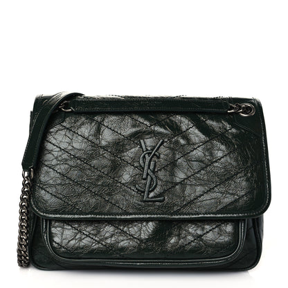 Saint Laurent Crinkled Calfskin Matelasse Monogram Medium Niki Chain Satchel Military Olive 1 of 9
