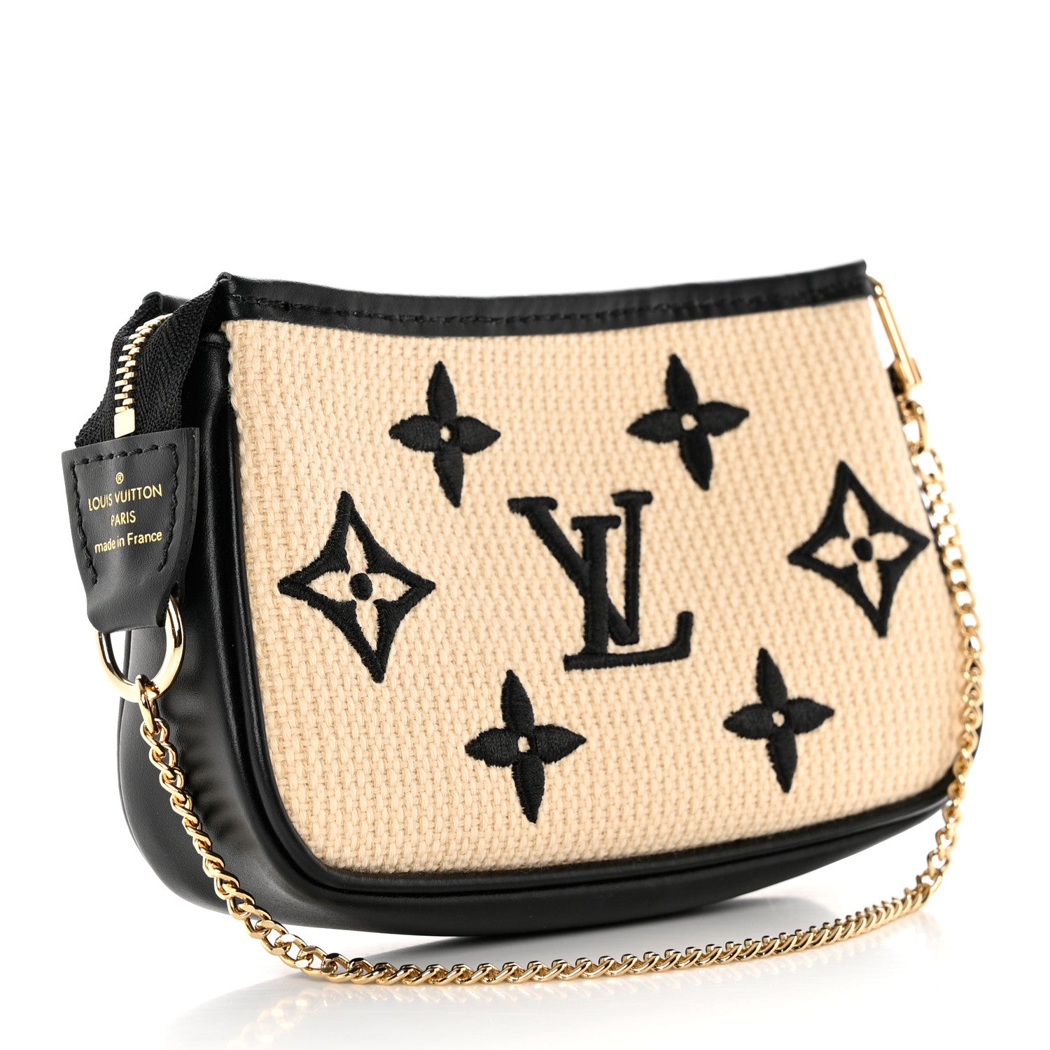 Louis Vuitton Cotton Monogram Giant Mini Pochette Accessories Beige Black 3 of 7