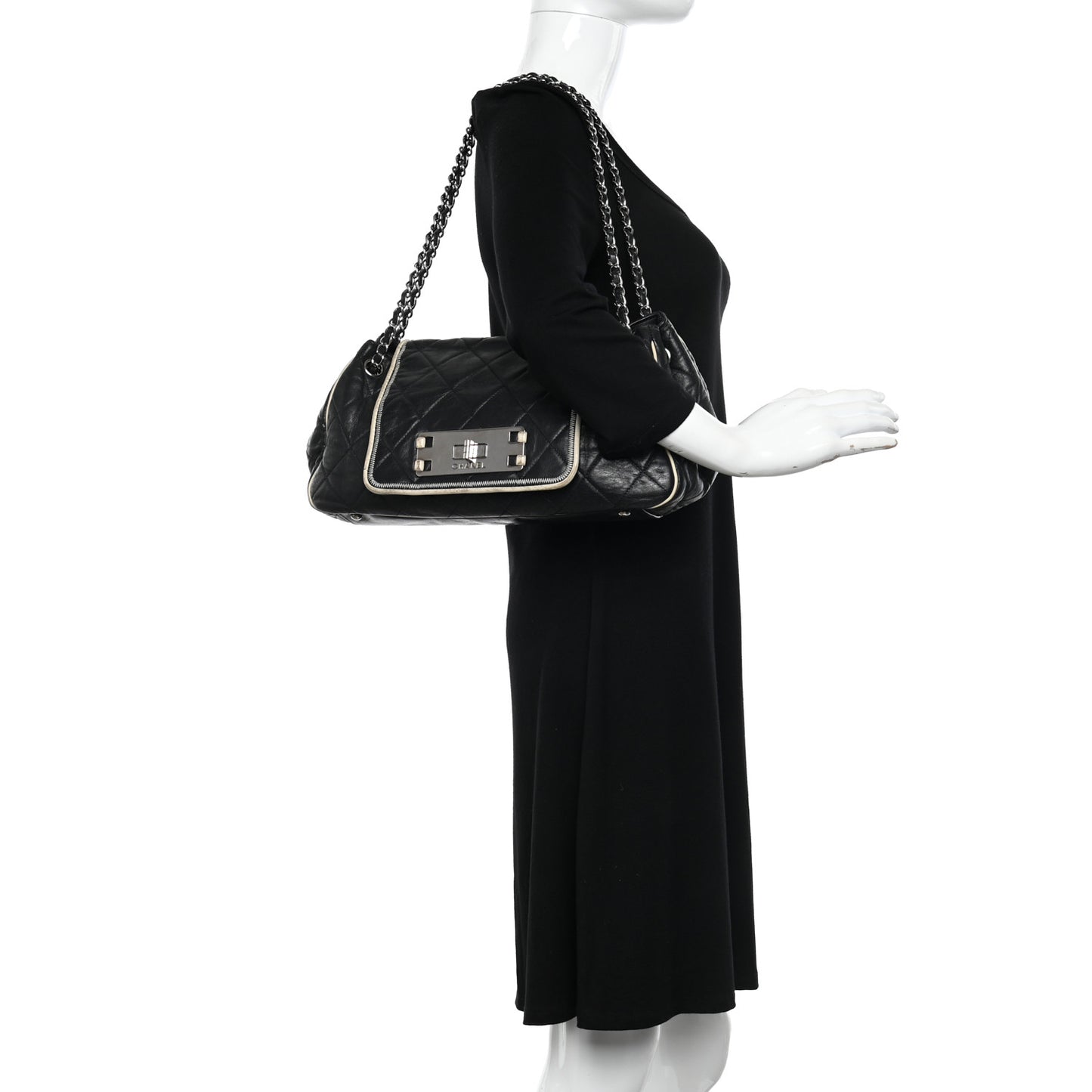 Lambskin Quilted East West Accordion Flap Black