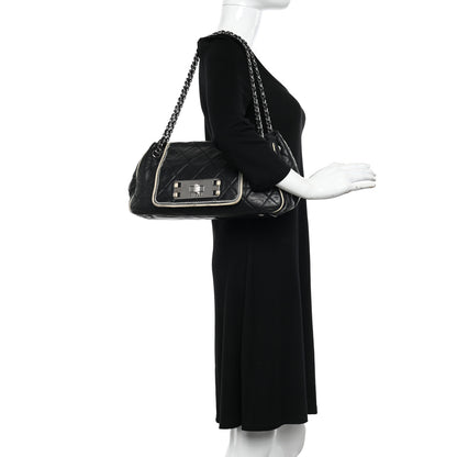 Chanel Lambskin Quilted East West Accordion Flap Black 2 of 14