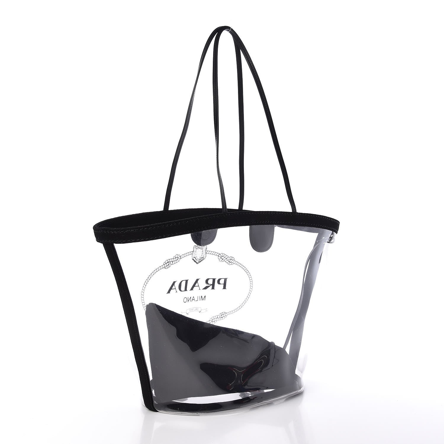 Prada Plexiglass Canapa Shopper Tote Black 3 of 9
