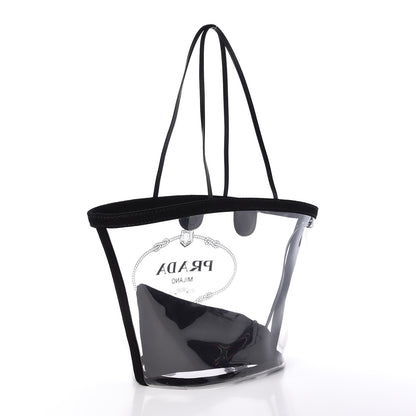 Prada Plexiglass Canapa Shopper Tote Black 3 of 9