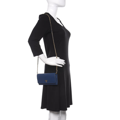 Prada Saffiano Metal Oro Chain Wallet Bleuette 2 of 11